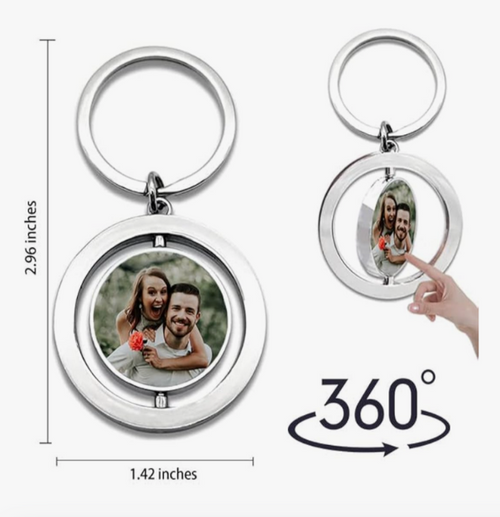 Llavero redondo giro en 360 2 fotos Personalizado