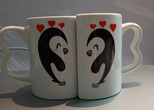 Tazon Pareja de Pinguinos con Leyenda