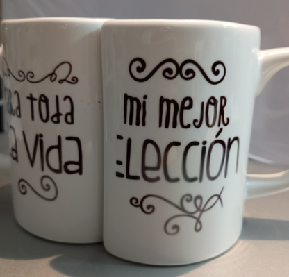 Tazon Pareja de Pinguinos con Leyenda