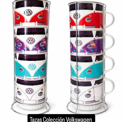 Set de 4 tazas Colección Volkswagen con soporte