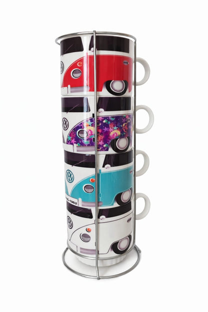 Set de 4 tazas Colección Volkswagen con soporte